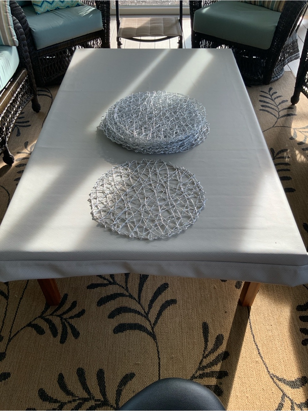 Silver Woven Round Placemats - Set of 12